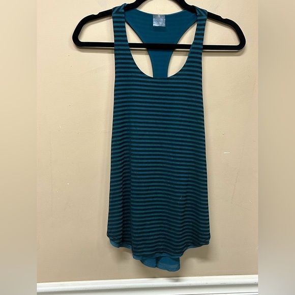 CALIA Tank Top Deep Teal Green Black Striped Racerback Reversible Yoga Mesh Sz S - Picture 1 of 5